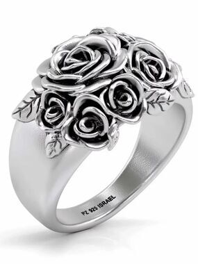Or Paz Sterling Silver 925 Flower Gathering Rose Ring Handcrafted 5 New in Box